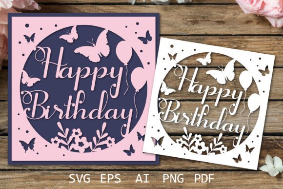 Happy Birthday Card SVG Design printable editable