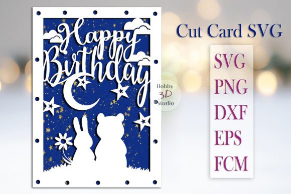 Happy Birthday Card Template SVG printable editable