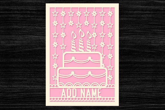 Personalized Birthday Card Paper Cut printable editable