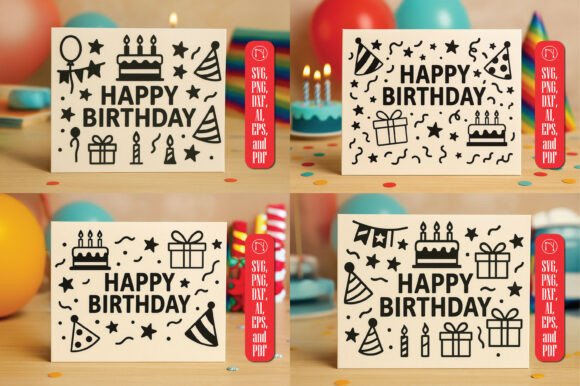 Cricut Birthday Gift Card SVG Bundle printable editable