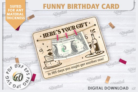 Funny Birthday Card Laser Cut Design printable editable
