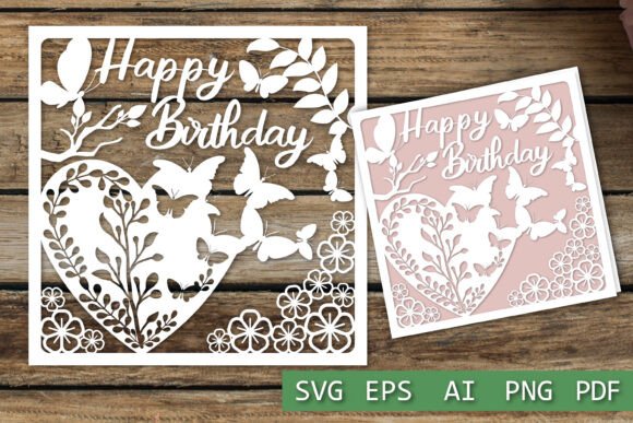 Happy Birthday Card SVG Files, Birthday printable editable