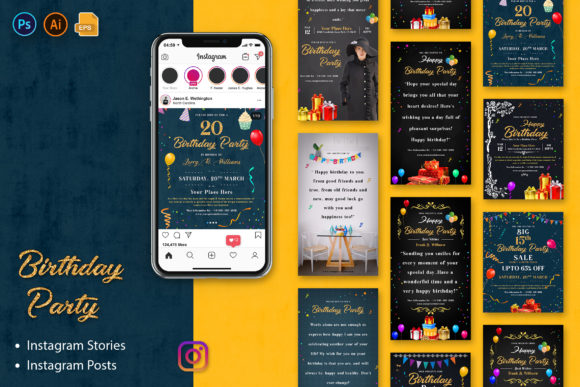 dark birthday aesthetic instagram template printable editable 5