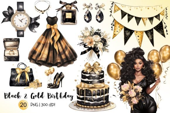 dark birthday cake aesthetic clipart printable editable 2