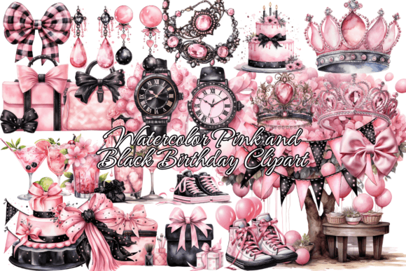 dark birthday cake aesthetic clipart printable editable 5