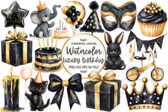 dark birthday cake aesthetic clipart printable editable 15