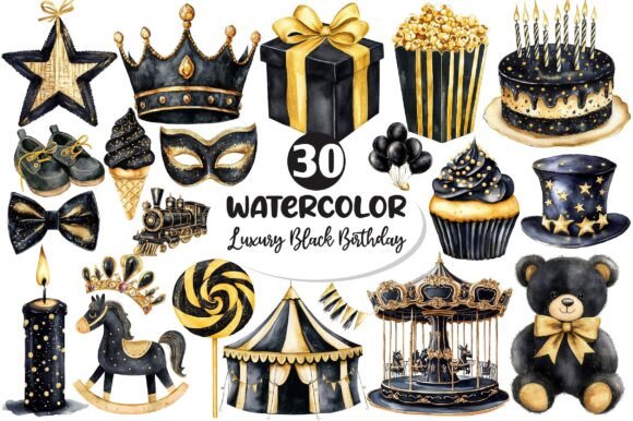 dark birthday cake aesthetic clipart printable editable 16