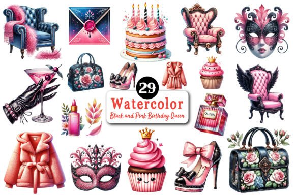 dark birthday cake aesthetic clipart printable editable 17
