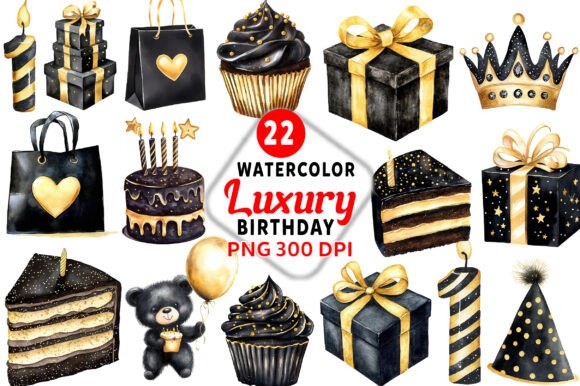 dark birthday cake aesthetic clipart printable editable 23