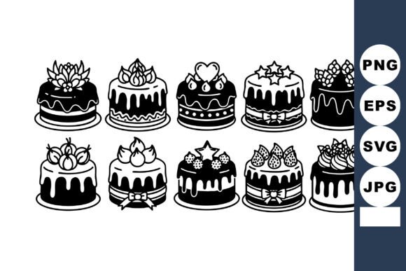 dark birthday cake aesthetic clipart printable editable 35