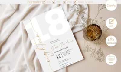 elegant birthday invitation template printable editable
