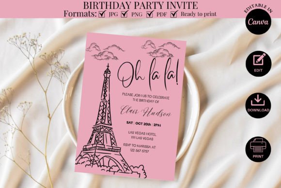 elegant birthday invitation template printable editable