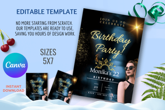 elegant birthday invitation template printable editable
