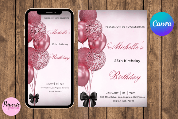 elegant birthday invitation template printable editable