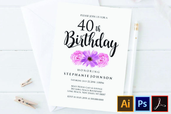 elegant birthday invitation template printable editable