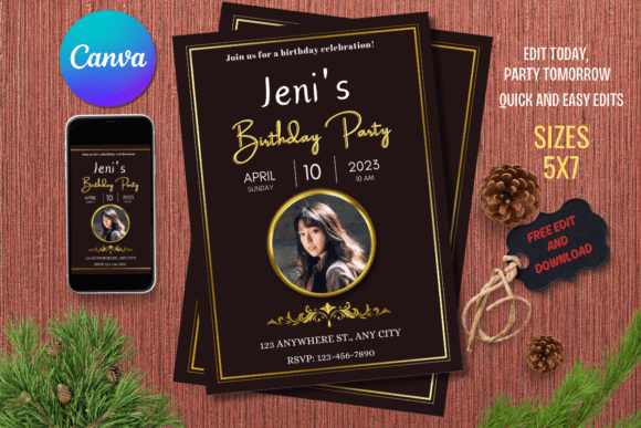 elegant birthday invitation template printable editable