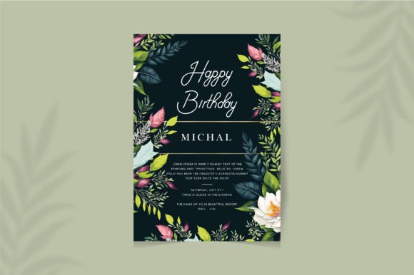 floral birthday card template printable editable