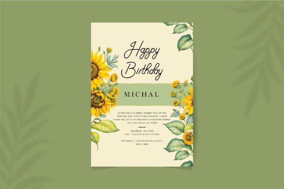 floral birthday card template printable editable