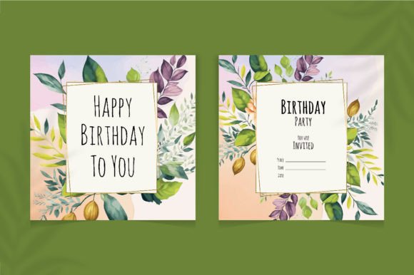 floral birthday card template printable editable