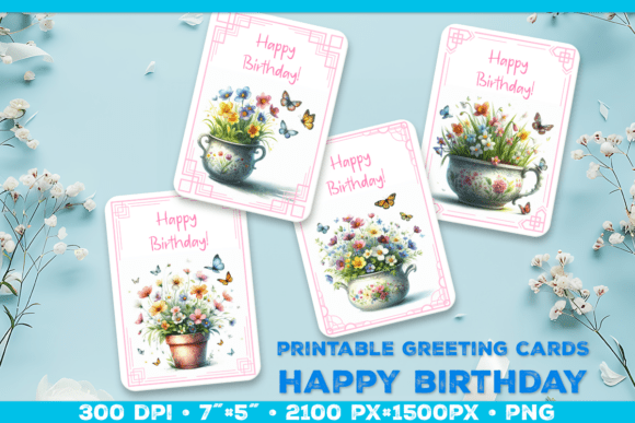 floral birthday card template printable editable