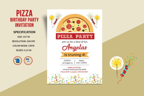 birthday party invitation flyer kids printable editable
