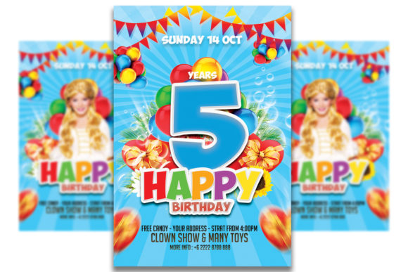 birthday party invitation flyer kids printable editable