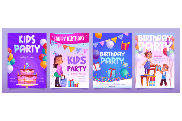 birthday party invitation flyer kids printable editable