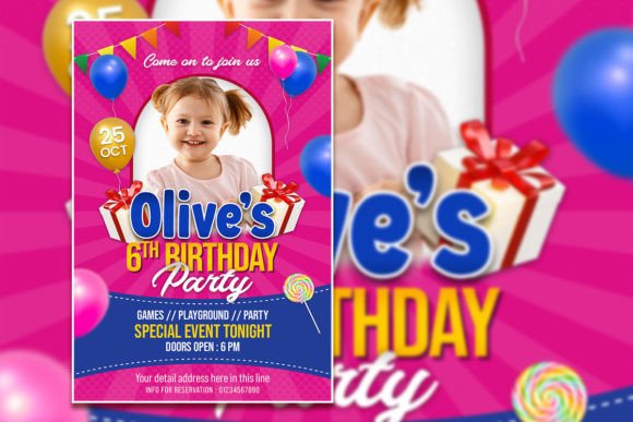 birthday party invitation flyer kids printable editable