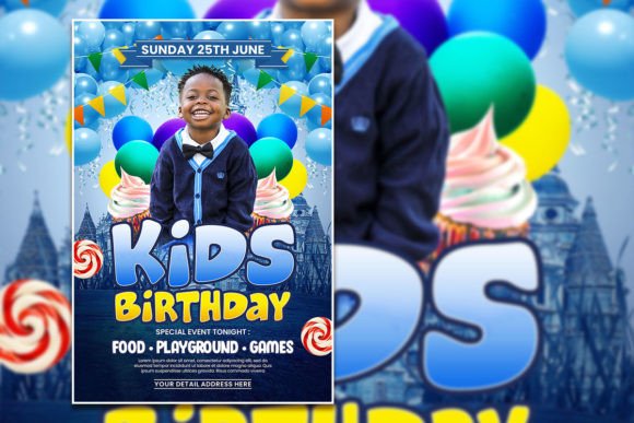 birthday party invitation flyer kids printable editable