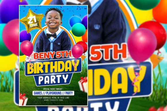 birthday party invitation flyer kids printable editable