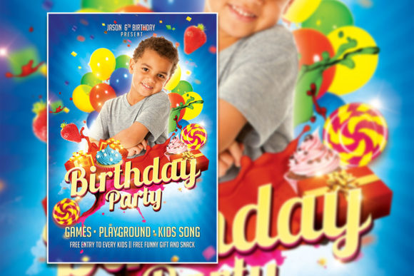 birthday party invitation flyer kids printable editable