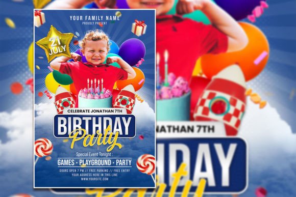birthday party invitation flyer kids printable editable