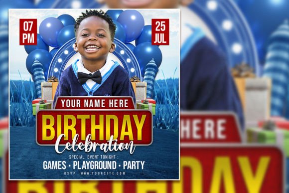 birthday party invitation flyer kids printable editable
