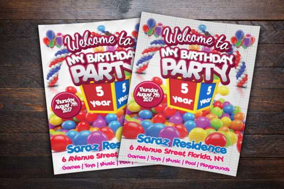 birthday party invitation flyer kids printable editable