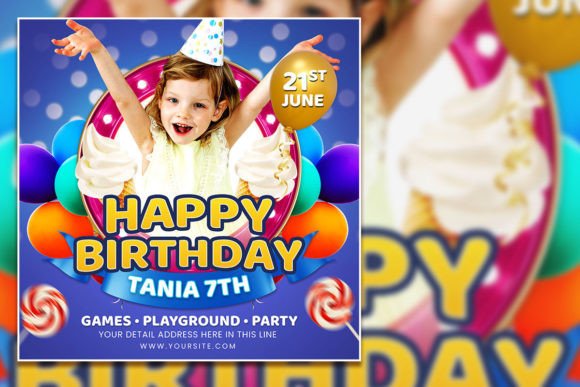 birthday party invitation flyer kids printable editable