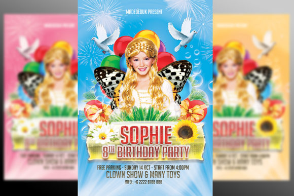 birthday party invitation flyer kids printable editable