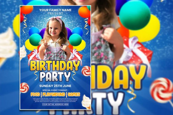 birthday party invitation flyer kids printable editable