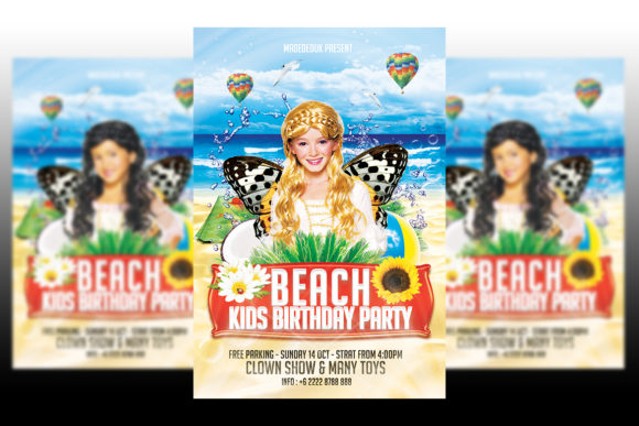 birthday party invitation flyer kids printable editable