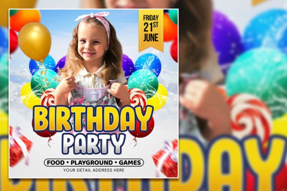 birthday party invitation flyer kids printable editable