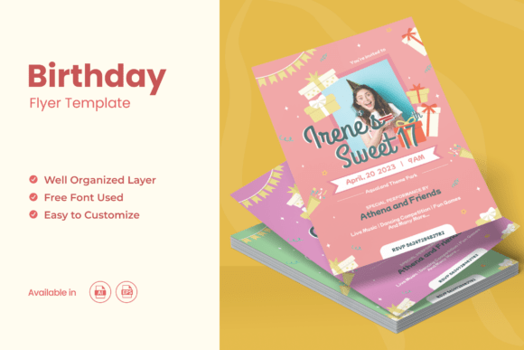 birthday party invitation flyer kids printable editable