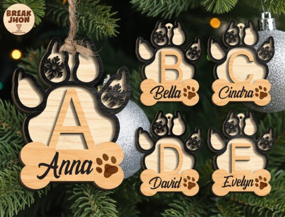 Dog Cat Bone Tag Ornament Svg printable editable