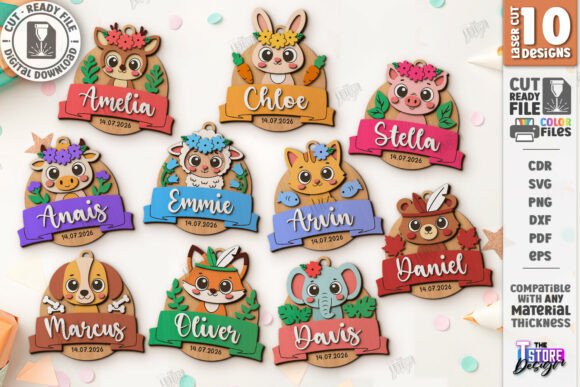 Kids Birthday Souvenir Laser Cut Bundle printable editable