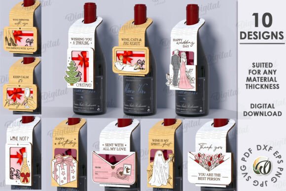 Bottle Neck Gift Card Holder Tag Bundle printable editable