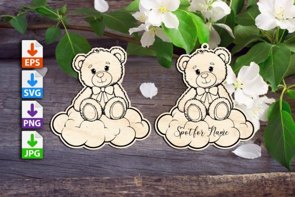 Bear on a Cloud - Gift Tag- Baby Shower printable editable