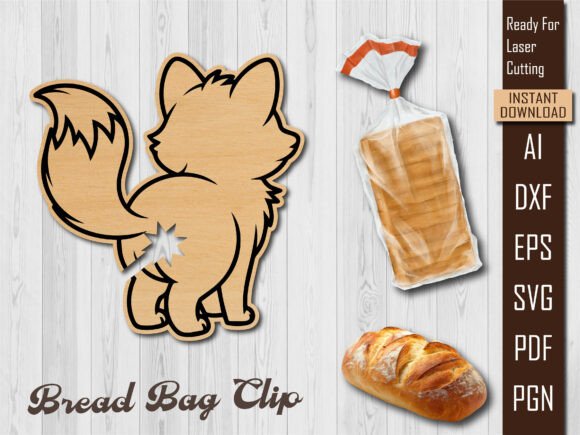 Laser Cut Fox Tag, Cute Fox Bread Clip printable editable