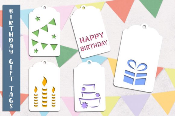 Happy Birthday Gift Tags Laser Cut printable editable