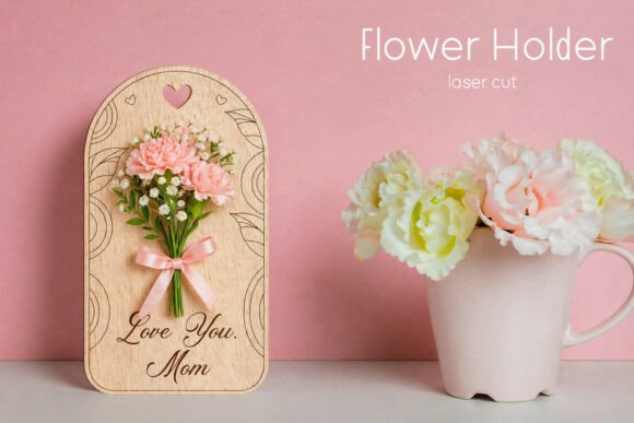 Flower Holder Svg, Mothers Day Gift Tag printable editable