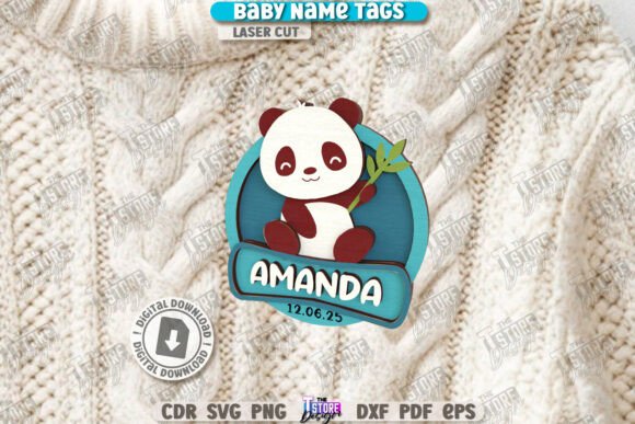 Baby Name Tag Laser Cut Children Design printable editable