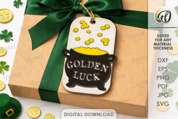St Patricks Day Gift Tag Laser Cut printable editable