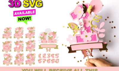 birthday decoration ideas girl baby butterfly numbers topper 3d svg printable editable